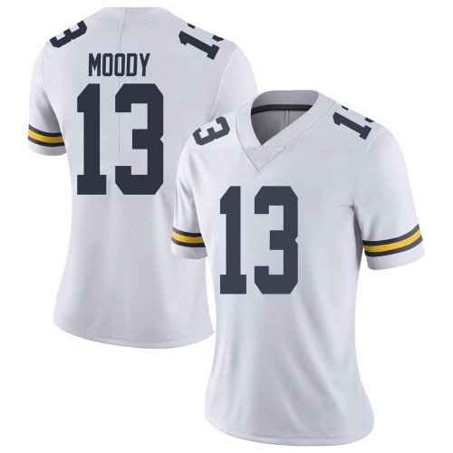 Jake Moody Michigan Wolverines Women's NCAA #13 White Limited Brand Jordan College Stitched Football Jersey BYE2554LX
